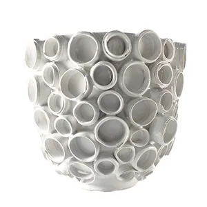 White Rings Pottery Planter