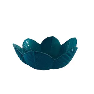 Turquoise Glass Flower Votive