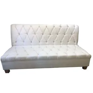 White Deep Buttoned 3/4 Seater Vinyl Couch 
