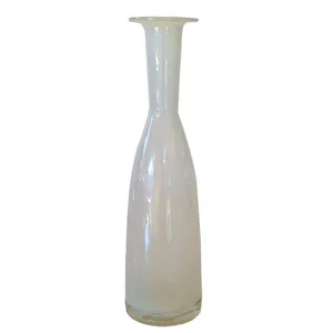 White Slim Bottle Glass Vase