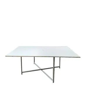 Large Trestle Table With Metal Legs