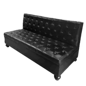 Black Deep Buttoned 3/4 Seater Vinyl Couch