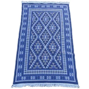Blue & White Checkered Carpet Rug