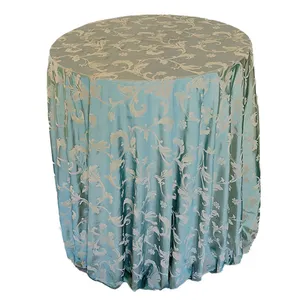 Aqua Green Flock Taffeta Tablecloth