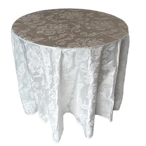 White Round Embossed Cafe Tablecloths