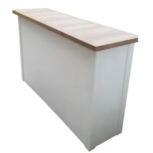 Portable Bar - White with Wooden Top