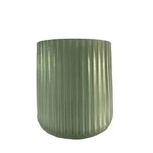 Green Frosted Ribbed Vase