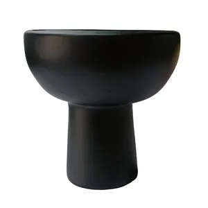 Black Modernist Clay Footed Vase