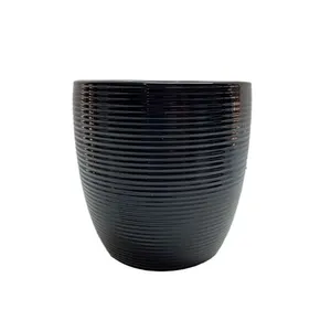 Black Ribbed Vase