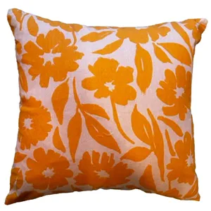 Yellow & Light Pink Flower Cushion Cover 