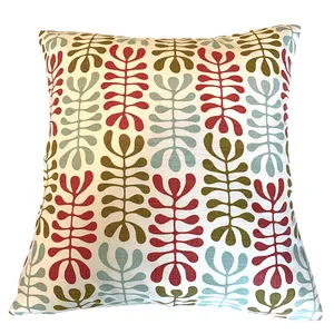 Design Team Green, Duck Egg & Salmon Leaves Cushion Cover 