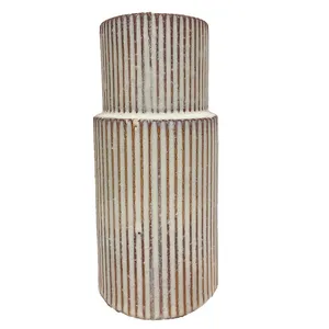 Brown & White Stripey Vase