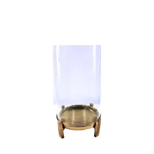 Brass Footed Pillar Candle Holder 