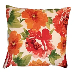 Orange & Red Floral Cushion Cover