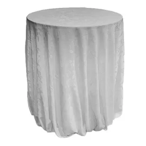 White Scroll Embossed Round Tablecloths