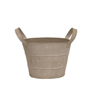 Cream Oval Bucket with Stars