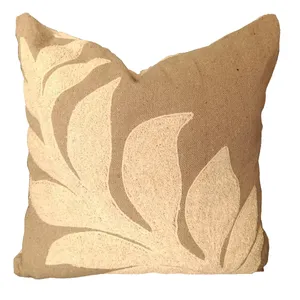 Beige & Cream Leaf Cushion Cover