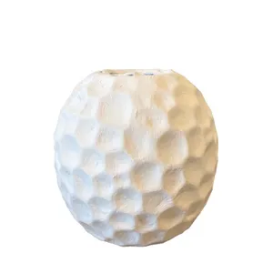 White Hammered Ball Bud Vase