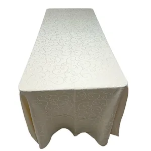 Cream Scroll Embossed Trestle Tablecloth