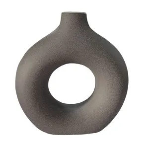 Dark Grey Donut Vase