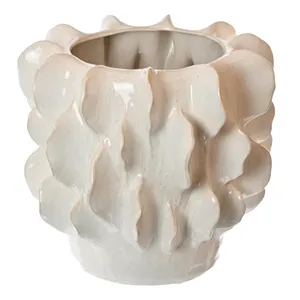 Cream Wavy Large Pot