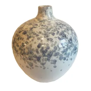 White & Blue Speckled Vase