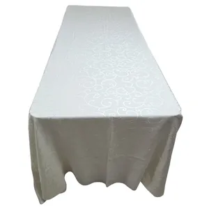 Ivory Scroll Embossed Trestle Tablecloth