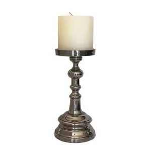 Silver Pillar Candle Holders 