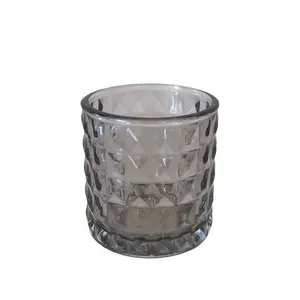 Grey Glass Ribbed Votive