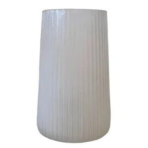 White Frosted Ribbed Vase 