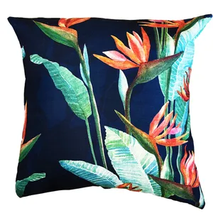 Navy Strelitzia Cushion Cover