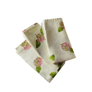 Pink Hydrangea Linen Napkins