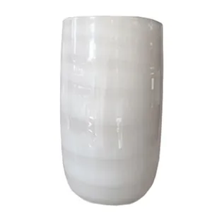 White Pearl Striped Vase