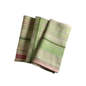 Pink & Green Linen striped napkins