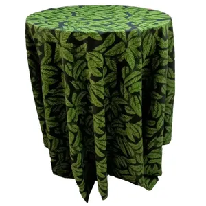 Green & Black Leaf Tablecloth