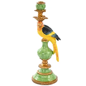Large Multi Coloured Parrot & Flower Candle Holder