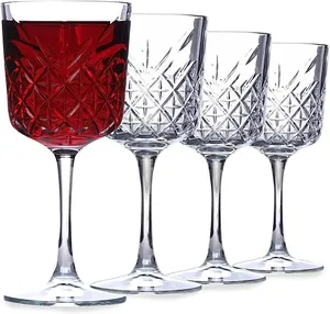 Cut Glass Long Stemmed Wine Glass