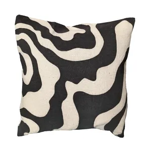 Black & Cream Wavey Cushion Cover