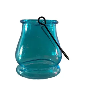 Turquoise Lantern Glass Hanging Votive