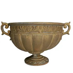 Gold Metal Planters with Handles