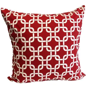 Red & White Geometric Cushion Covers