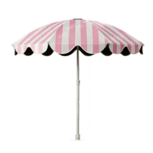 Pink & White Striped Beach Umbrella