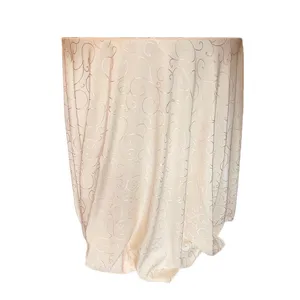 Cream Scroll Embossed Round Tablecloth 