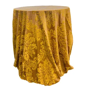 Dark Gold Flock Taffetta Tablecloth