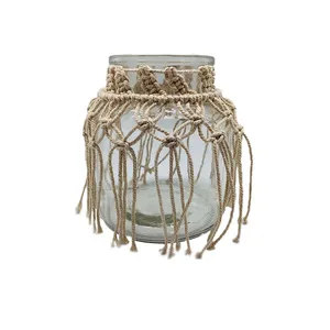 Clear Glass & Macrame Vase