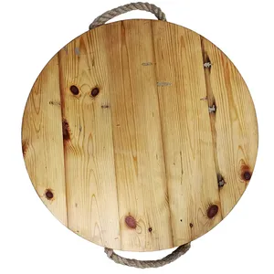 Wooden Round Cheese Board with Handles - Medium