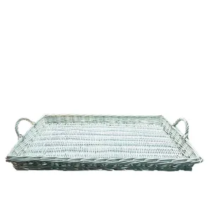 White Large Wicker Tray