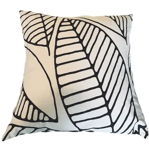 Ivory & Black Linen Cushion Covers