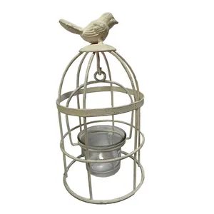 White Swinging Mini Birdcage Votive