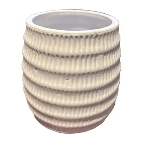 White Ceramic Ribbed Pot